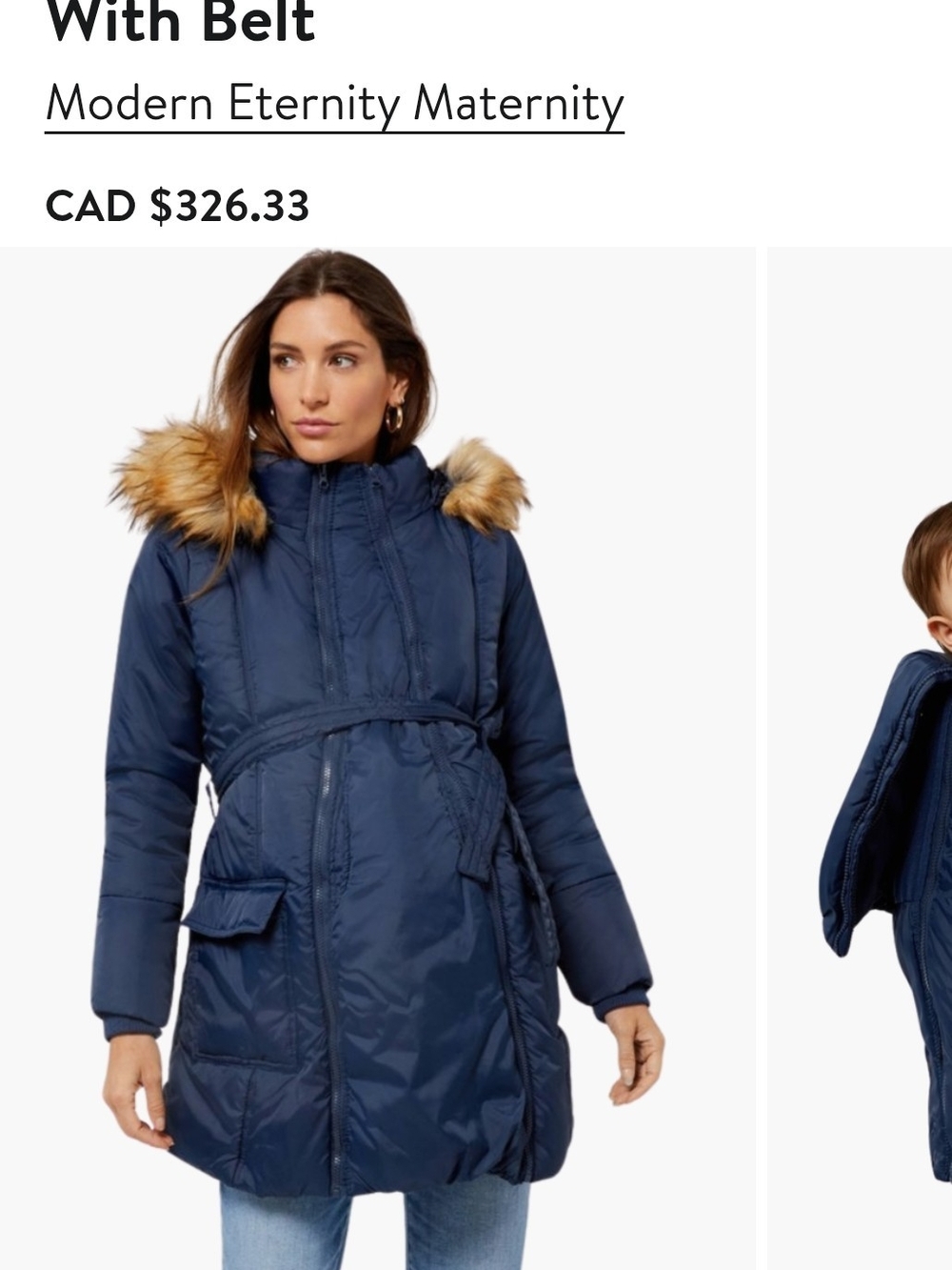 Modern Eternity Navy Maternity Puffer Size S
